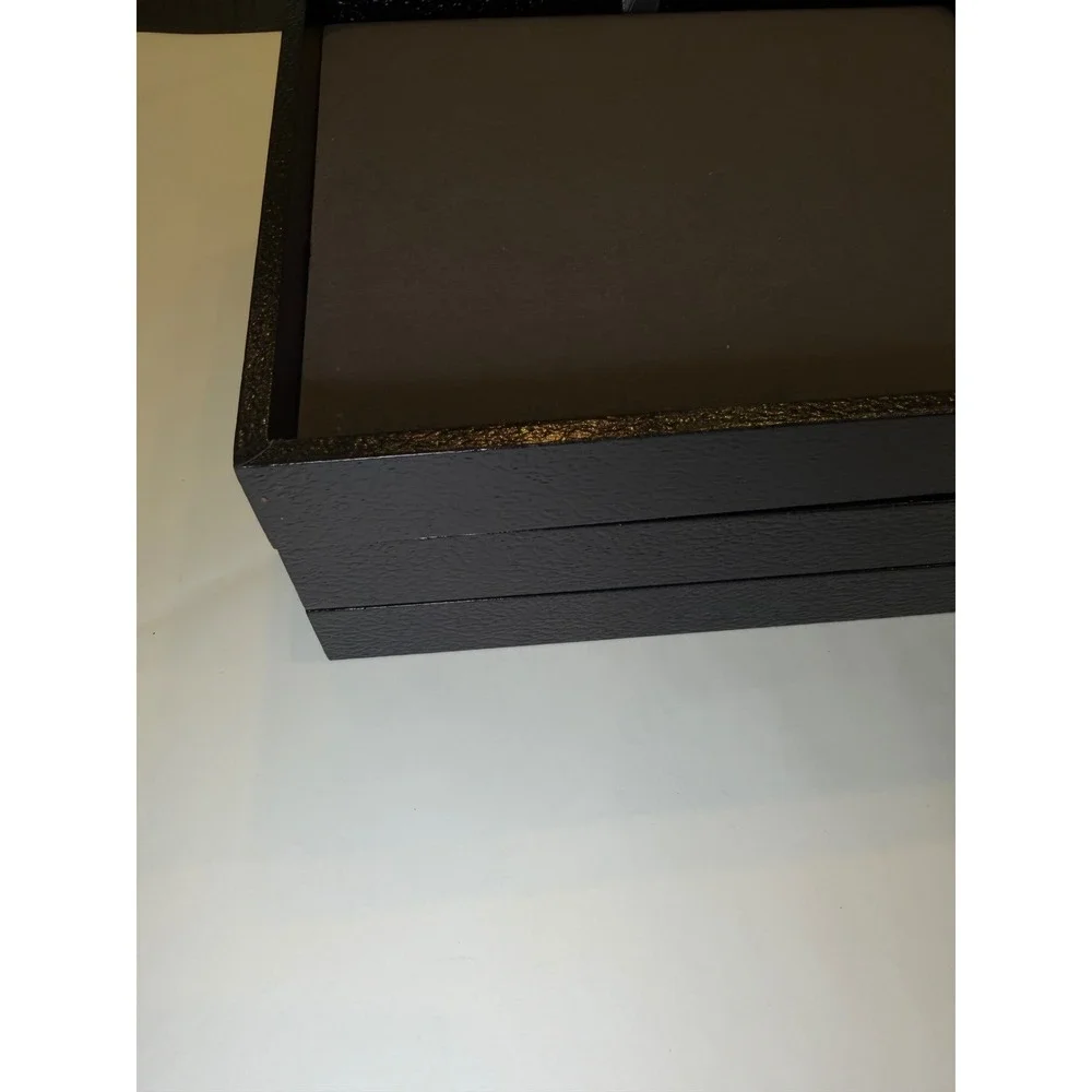 The Container Store Black Stackable Jewelry Tray Set 3pc Velvet Lined